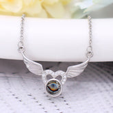 925 Silber Personalisierte Bild Kette mit Foto - Herz  Engel Flügel Anhänger mit Projektion